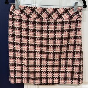LOFT Pink and Brown Checkered Pencil Skirt
